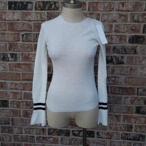 NWT Vince Long Bell Sleeves 100% Wool Top Ivory S